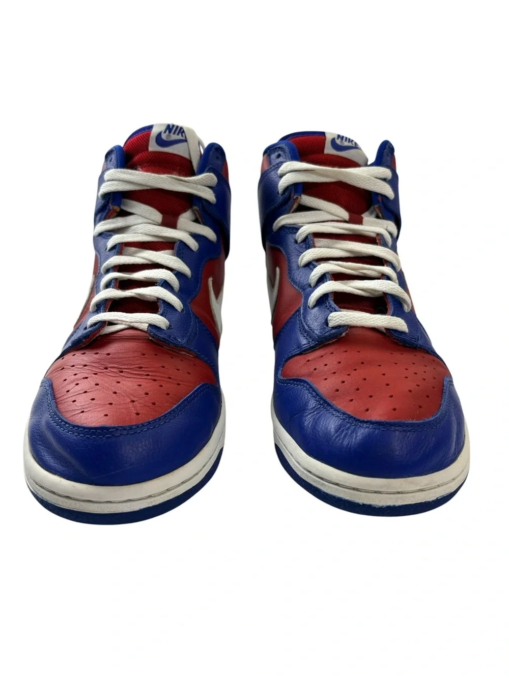 Nike Dunk High Red Blue White Leather High Top Sneakers Men’s Size 11 Vintage